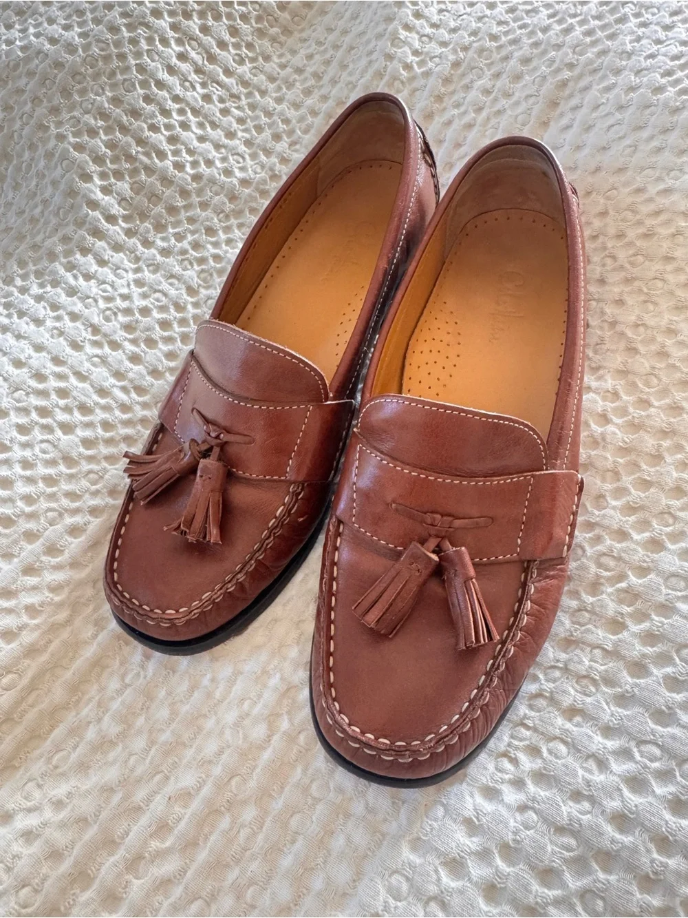 Cole Haan Women’s Brown Leather Tassel Loafers size 7 - Picture 1 of 5